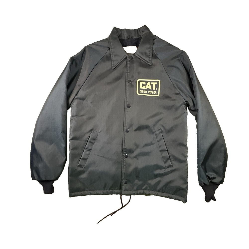 VTG Collegiate Pacific Men's S 80s Navy CAT Diesel Lined Coach Jacket Made USA